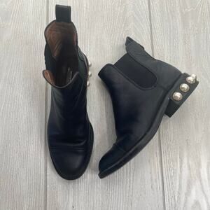Louise et Cie Women's Vinn Pearl & Black Leather Chelsea Boots Size 8